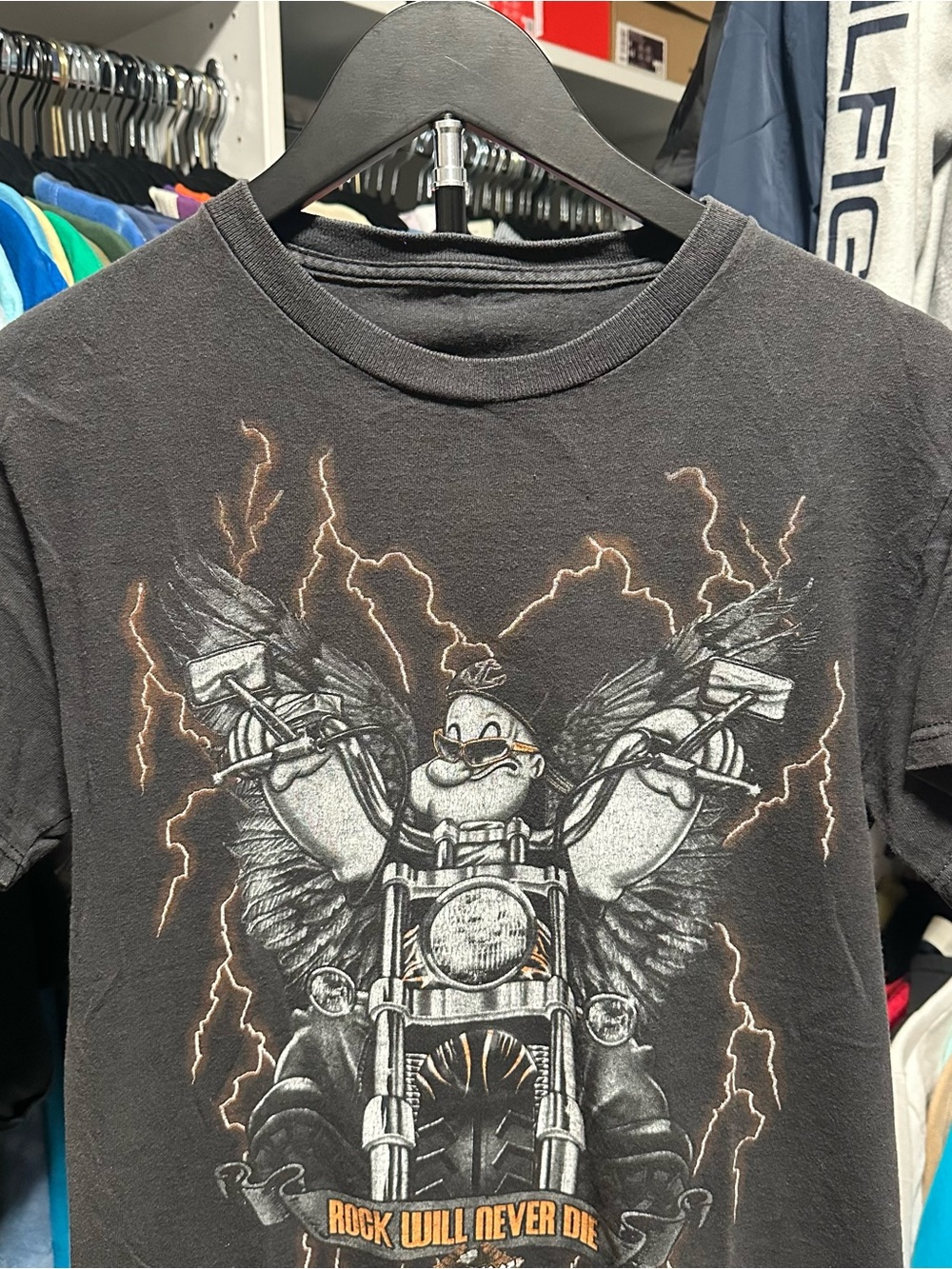 Youth Boys Popeye Motorcycle Biker T-shirt Size Medium